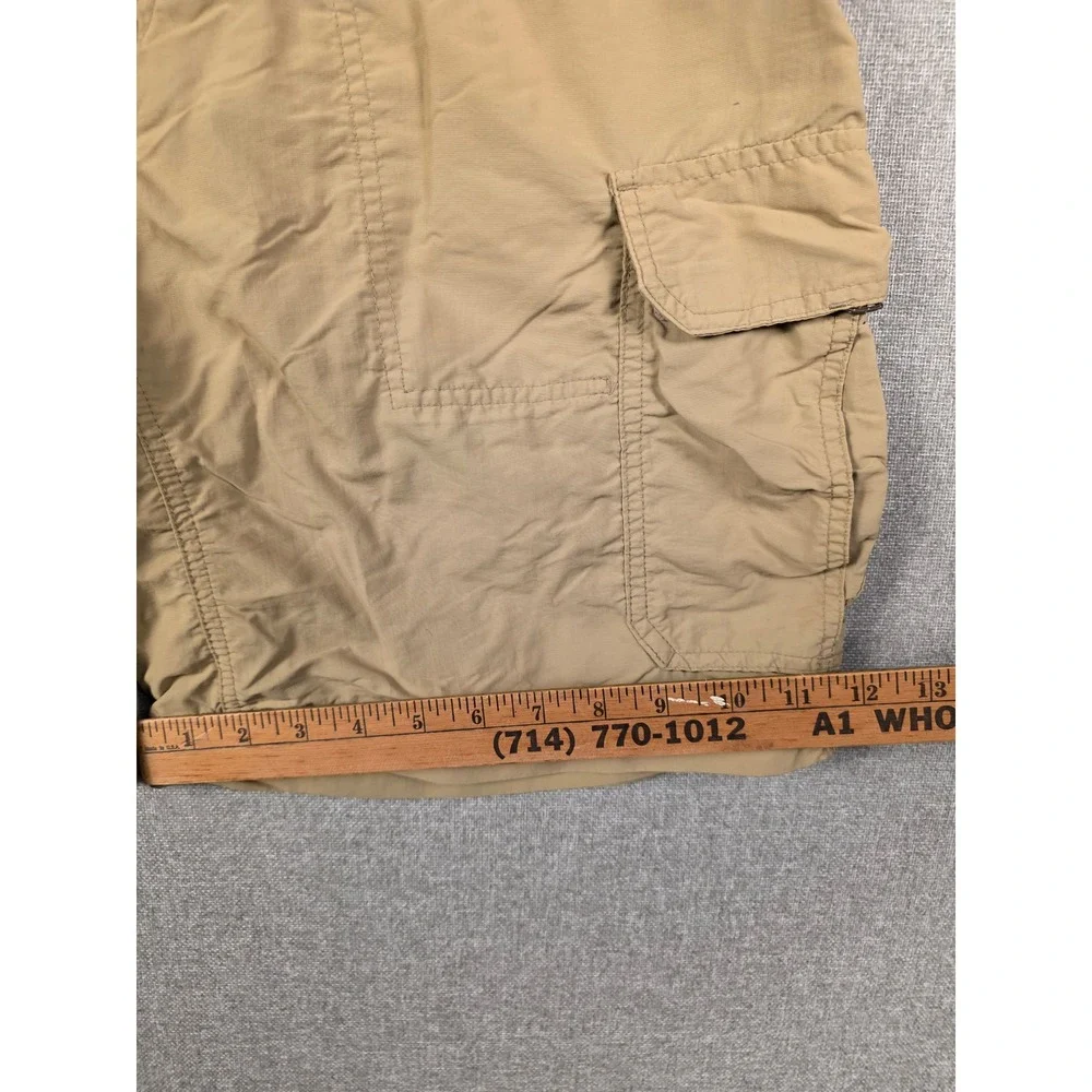REI Sahara Mens Cargo Shorts Tan Khaki Nylon UPF 50+ Hiking Outdoor Size L 32L